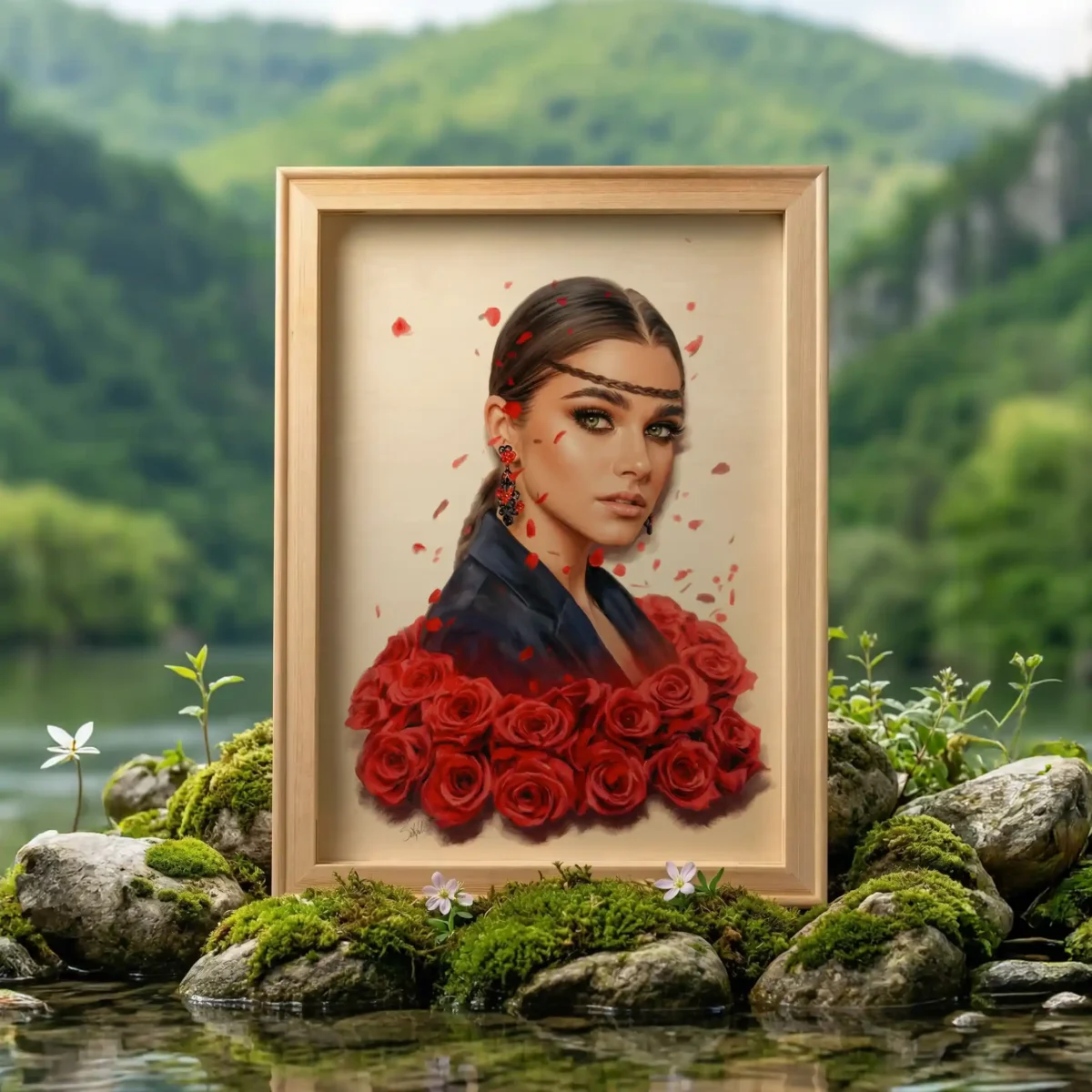 Portret Personalizat Pe lemn In Culori (30x40cm)