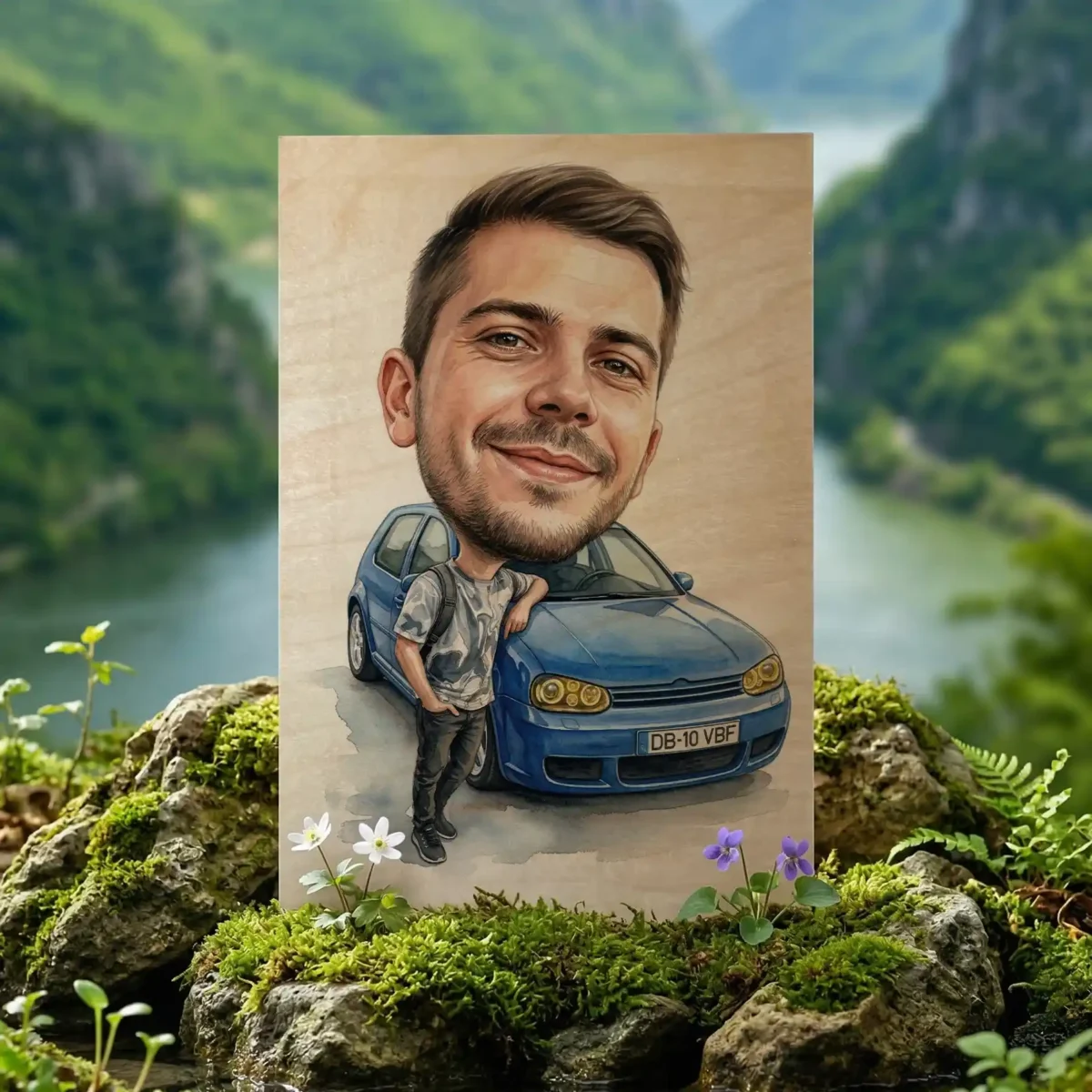 Caricatură Personalizată Pe lemn(20x30cm)
